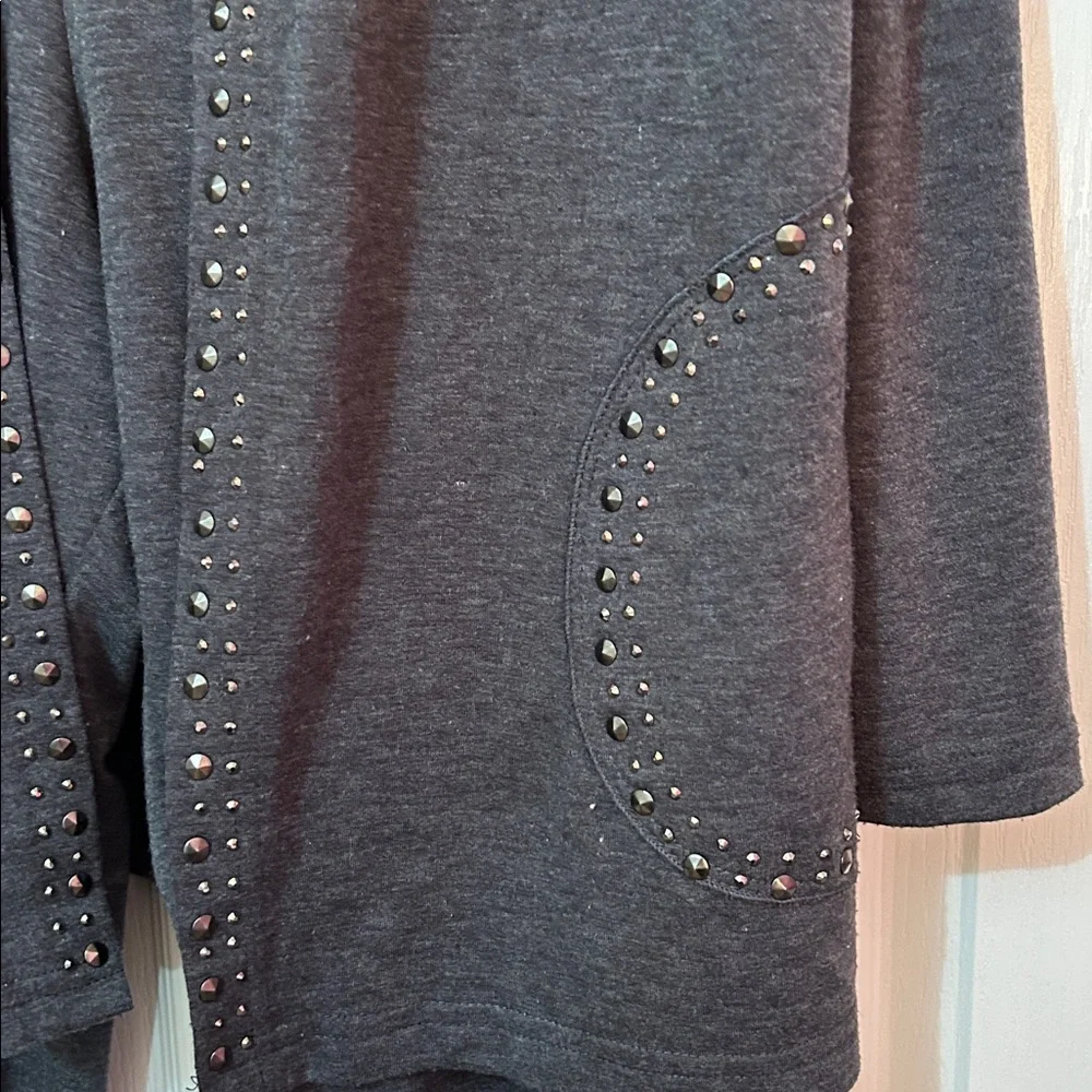 Dark Gray Hooded Lounge Set with Studded Pockets large jacket pants are XL - Picture 2 of 5